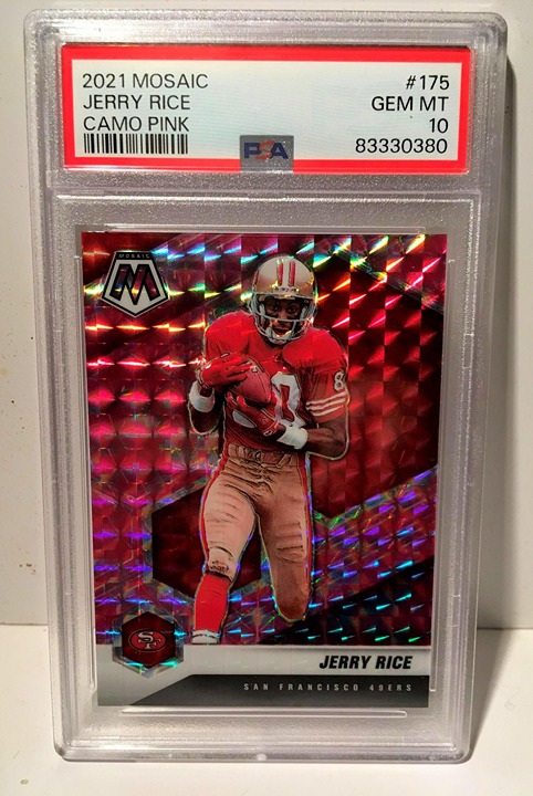Jerry Rice 2021 Mosaic Camo Pink PSA 10 Gem Mint Low Pop HOF 49ers