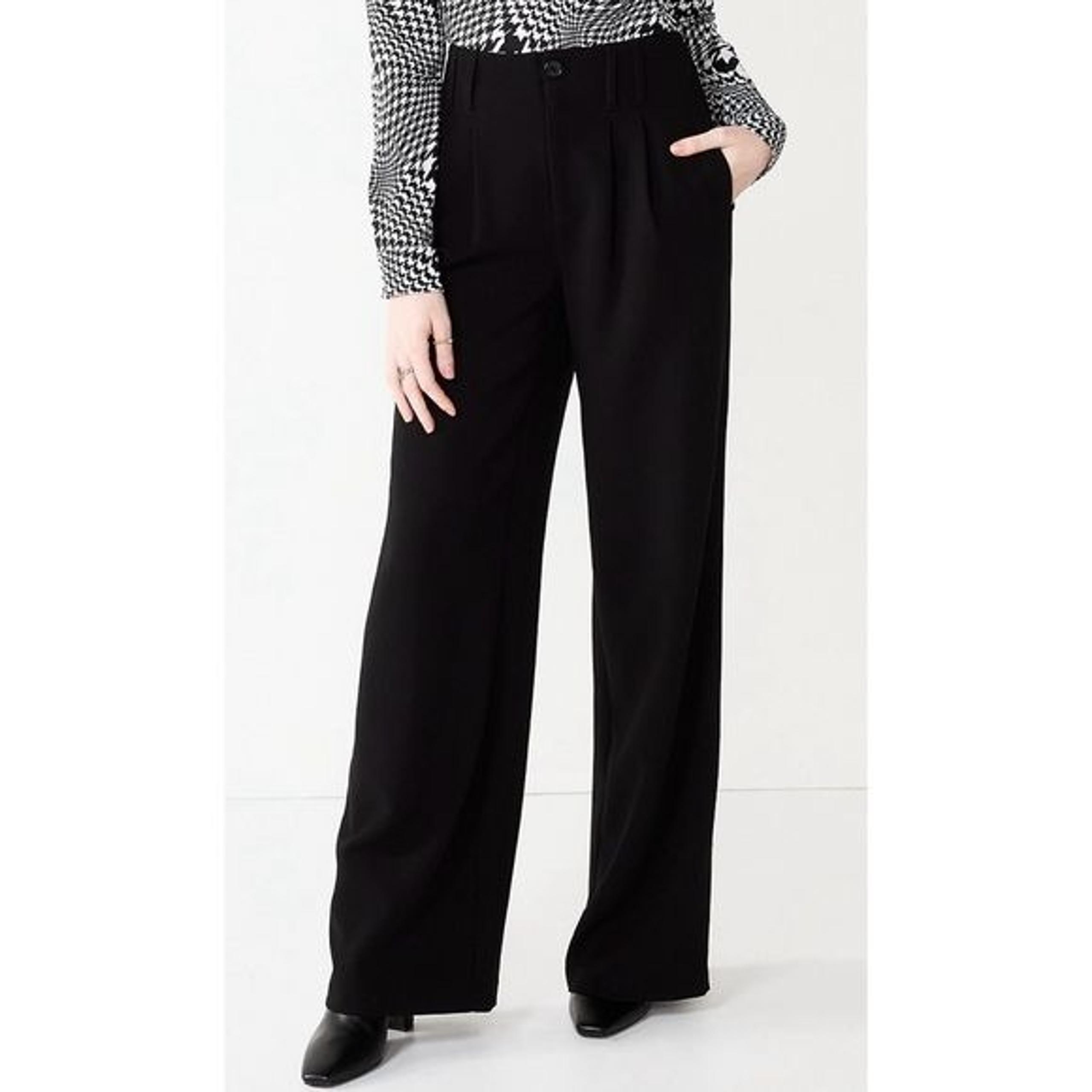 NWT SO Solid High-Rise Wide Leg Trousers Black Juniors Size 7