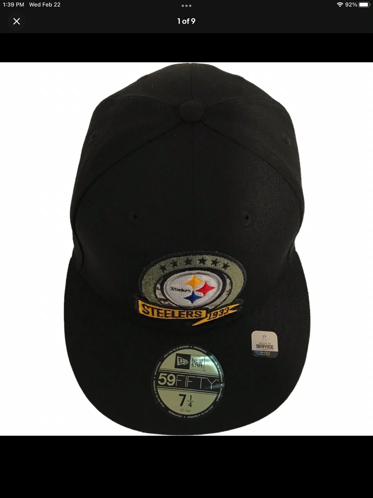Pittsburgh Steelers New Era 59Fifty Salute To Service 7 1/4 Fitted Cap Hat 46