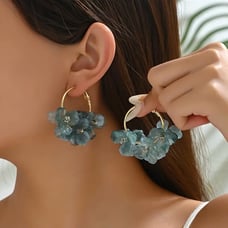 Zircon Flower gold hoop earrings 18k plating