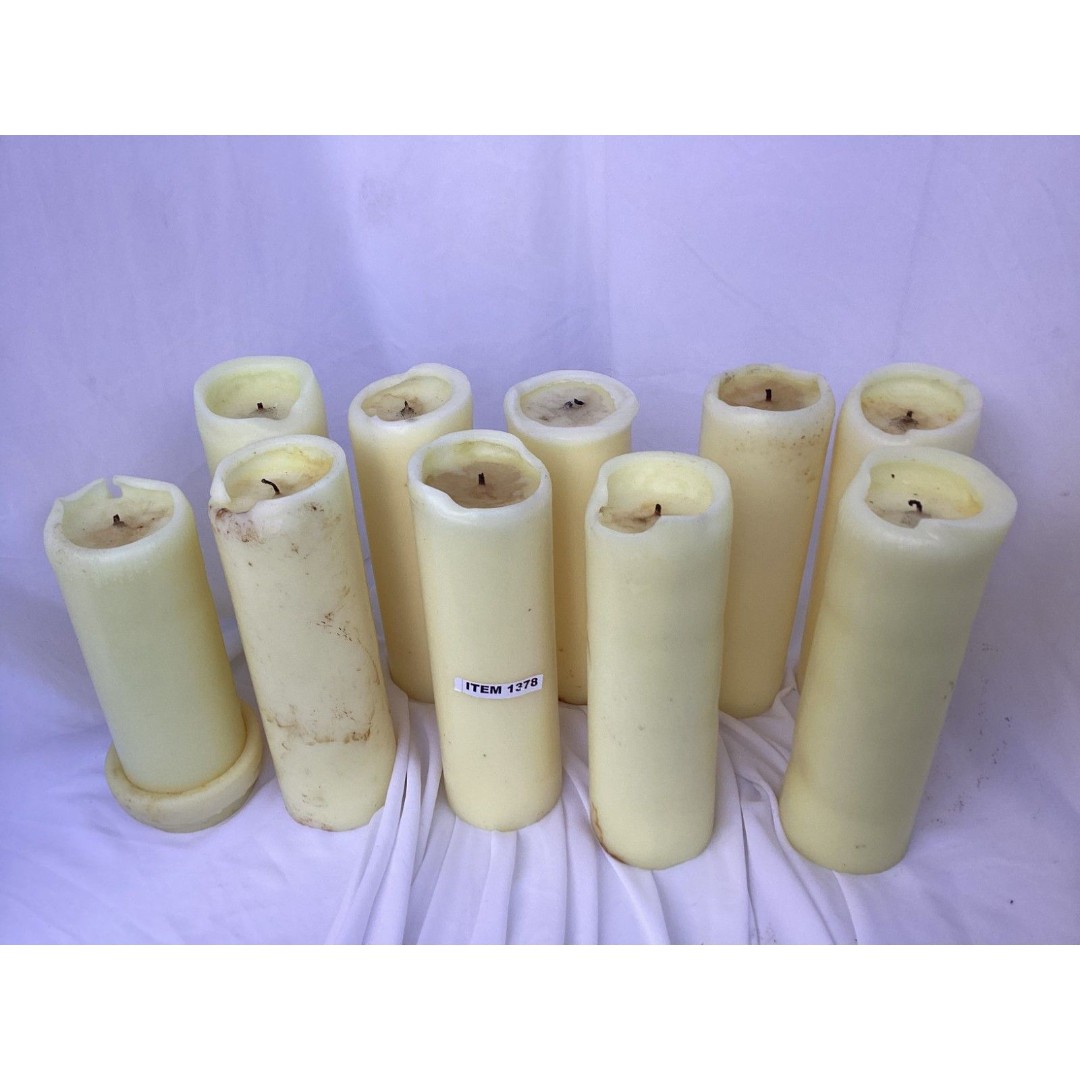 1378 1 Set of 10 Ivory Pillar Candles Pre-owned.
