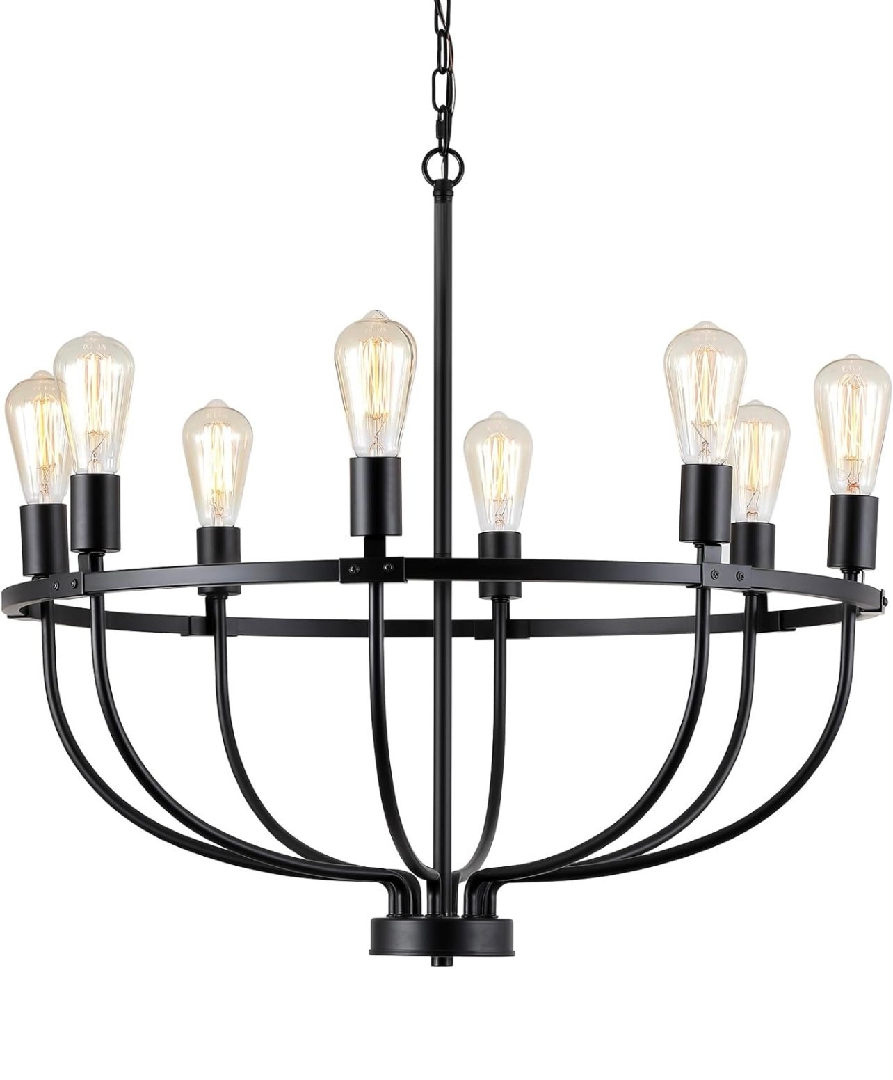AMZASA 8 Lights Black Industrial Candle Chandelier