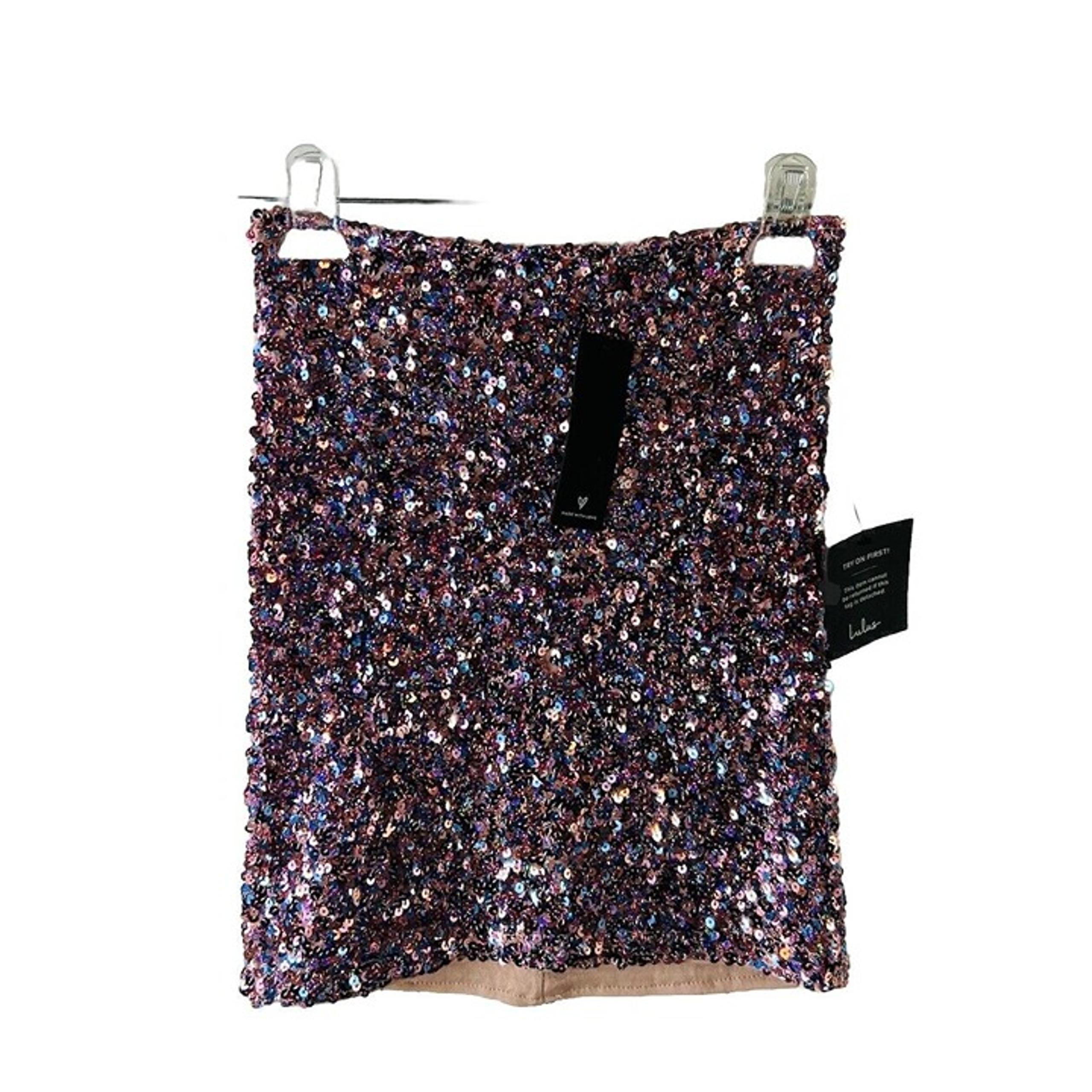 New Lulus Womens XS Pink Sequined Mini Pencil Skirt Rave Disco