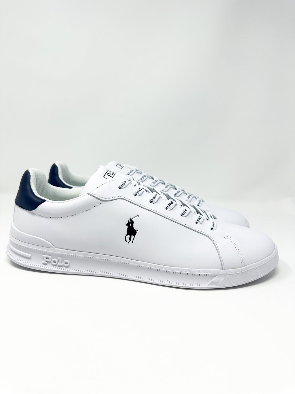 国内配送 POLO RALPH LAUREN HRT CT II HUNTER NAVY Polo Ralph Lauren HRT CT II Leather Sneaker Navy/White 13