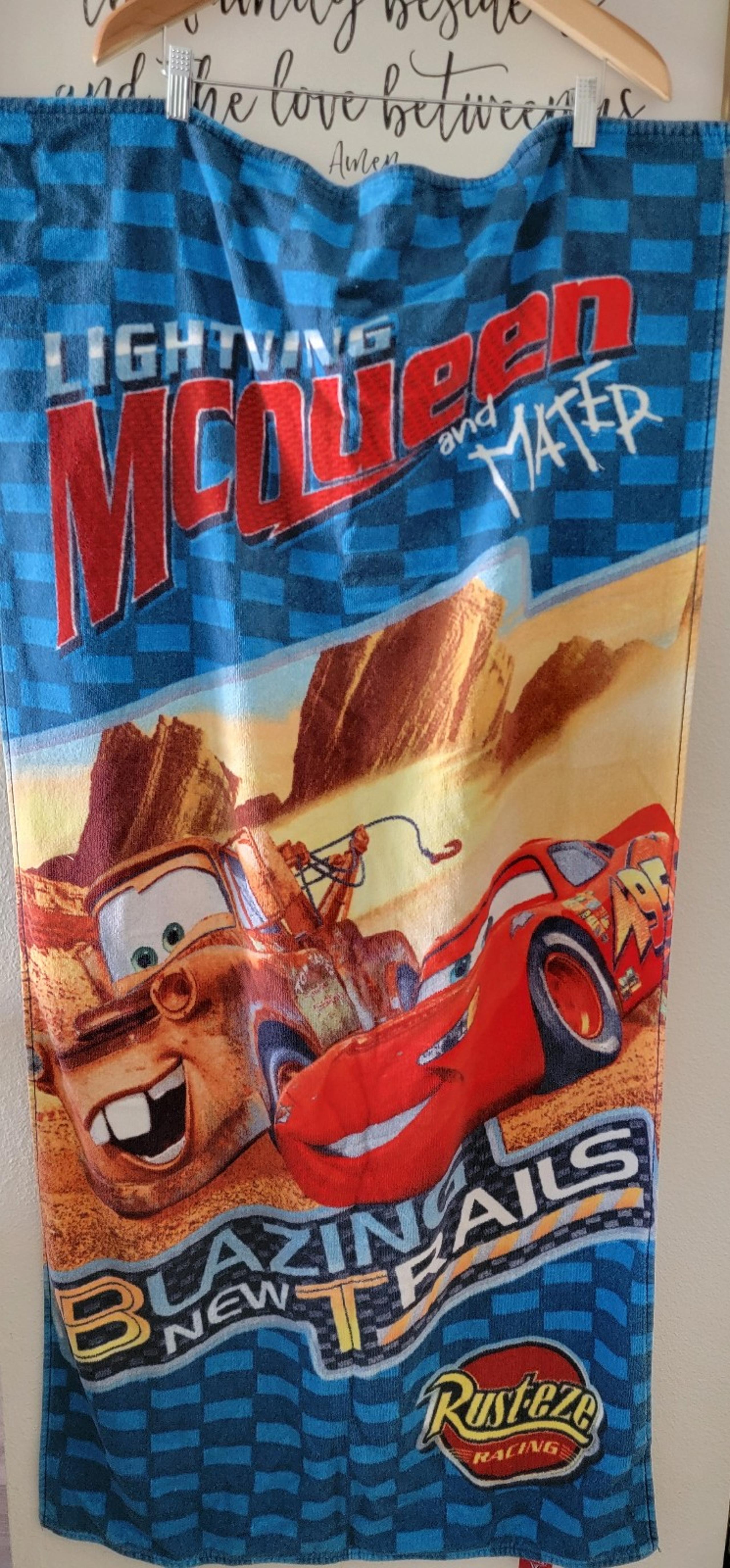 Vintage Disney Pixar Cars Beach Towel Lightning McQueen and Mater