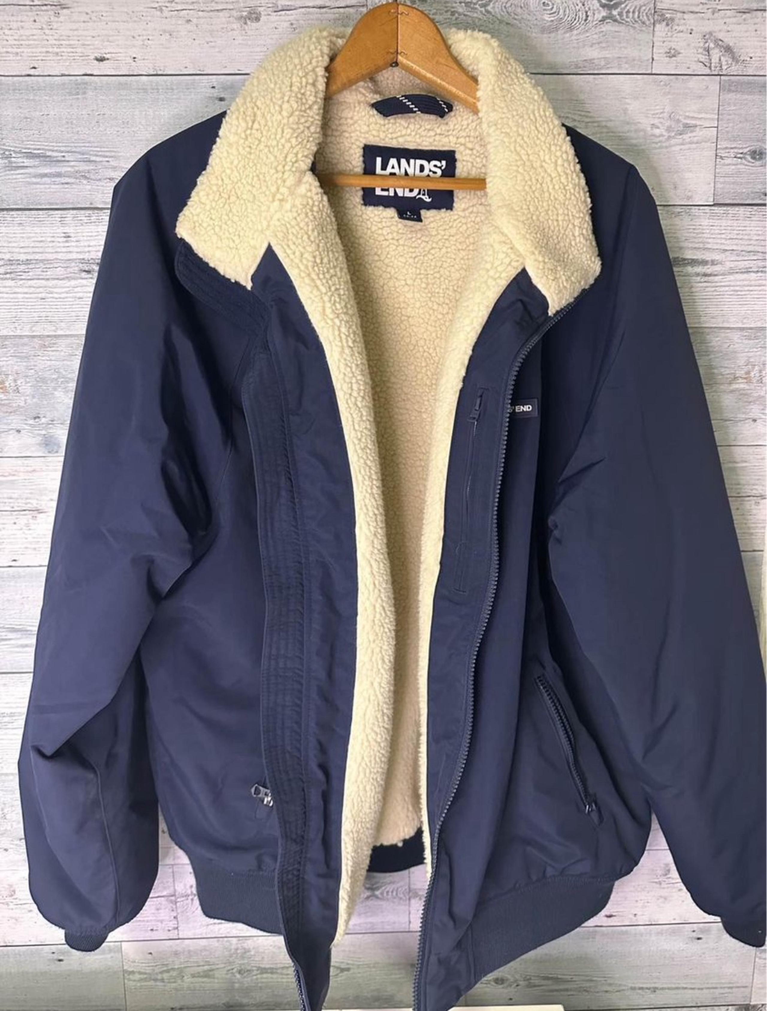 Lands End Mens Fleece Lined Coat Size Large