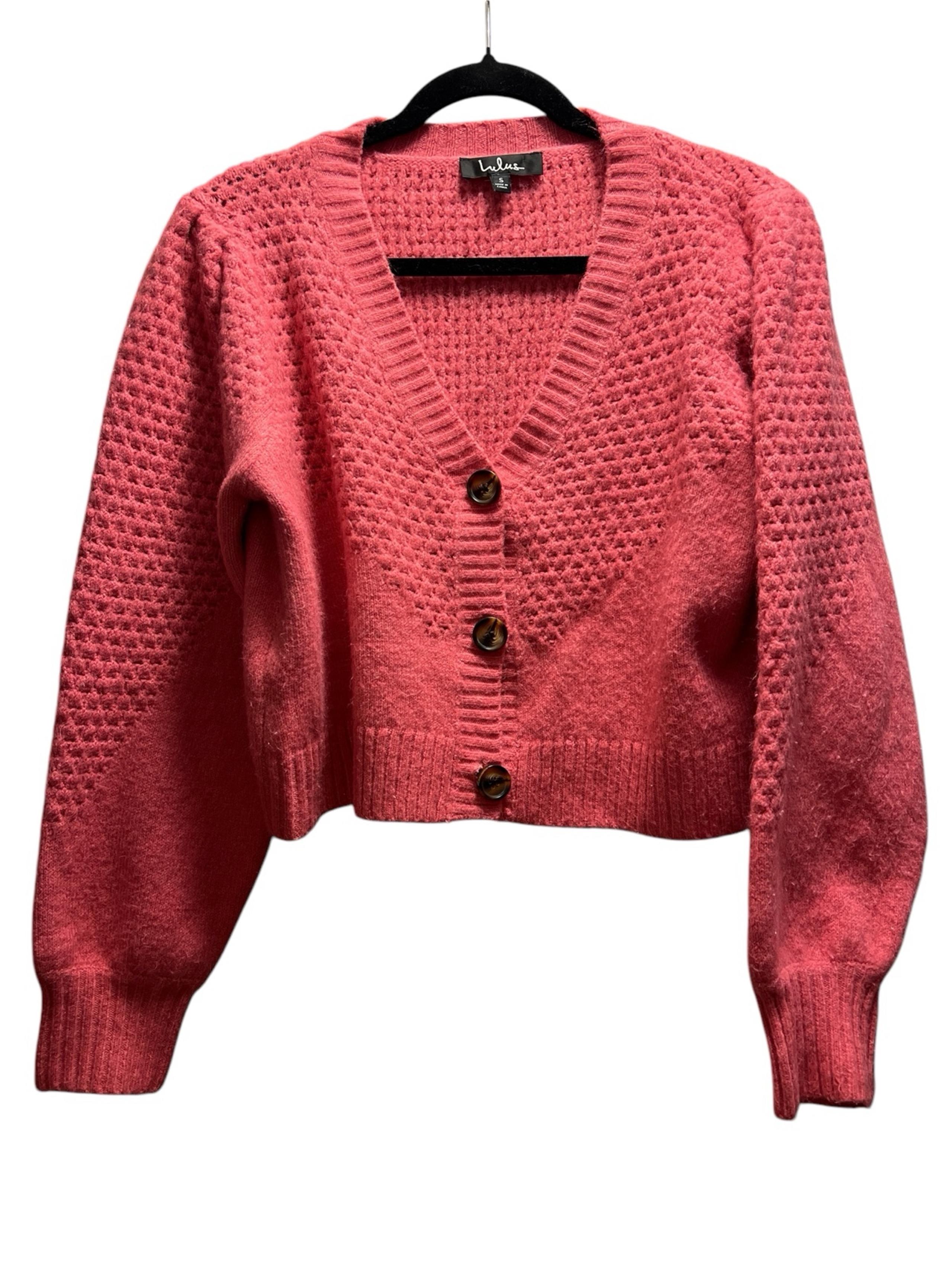 Lulus Warming Up to You Puff Sleeve Knit Cropped Cardigan Sweater- Size S