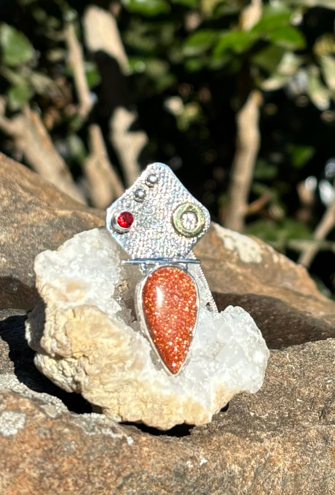 Brown Sunstar & Garnet Necklace