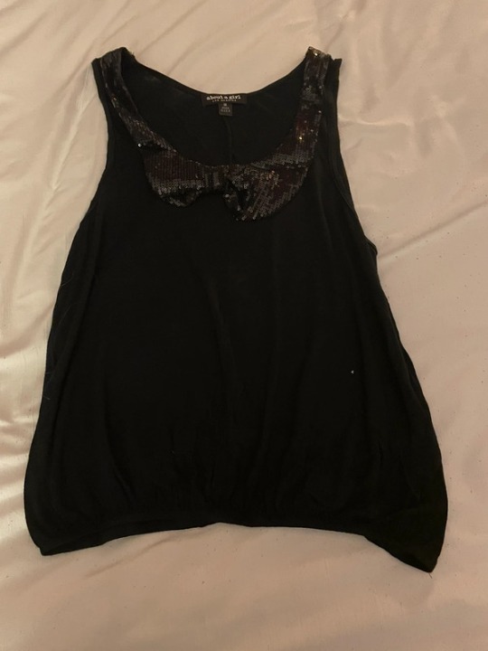 Top Sparkle collar tank Stretchy fabric. Cinched waiste. Never worn