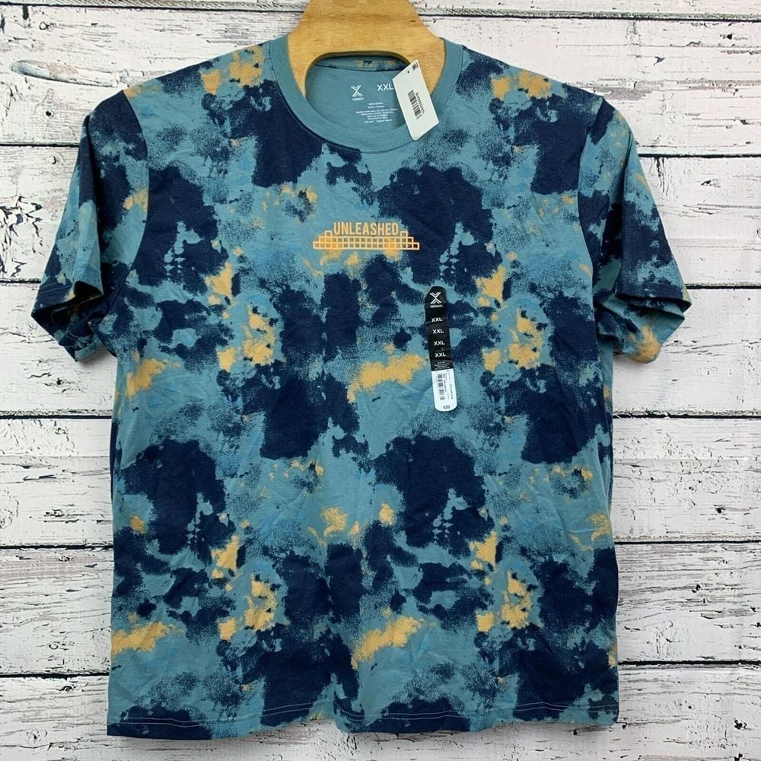Xersion "Unleashed" Men's 100% Cotton T-Shirt Teal Camo [Size XXL] NWT
