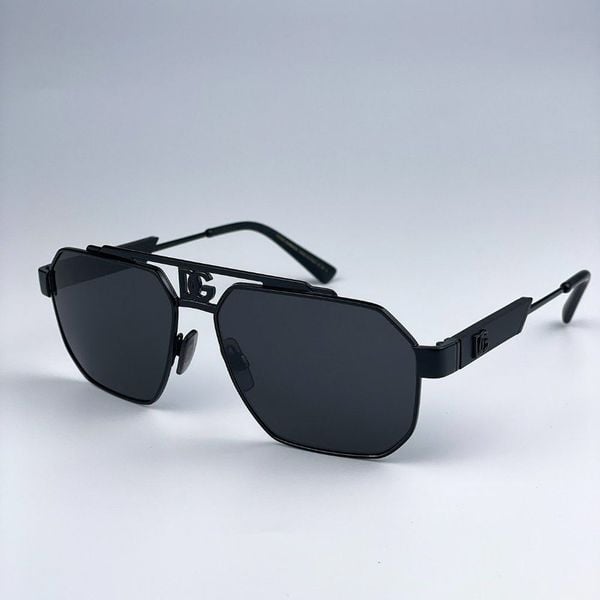 NEW D&G DG2294 01/87 Black Grey Pilot Metal Unisex Sunglasses