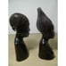 Vintage African Hand Carved Ebony Male and Female Busts 9 Tall