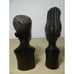 Vintage African Hand Carved Ebony Male and Female Busts 9 Tall