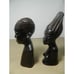 Vintage African Hand Carved Ebony Male and Female Busts 9 Tall