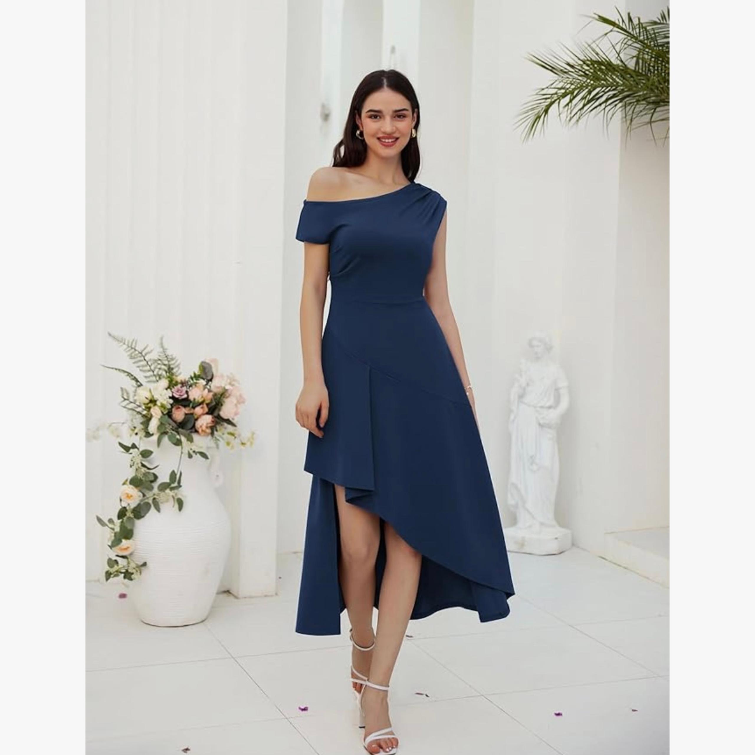 GRACE KARIN Women's One Shoulder Party Dress High Low Hem Maxi A Line NWT Small
