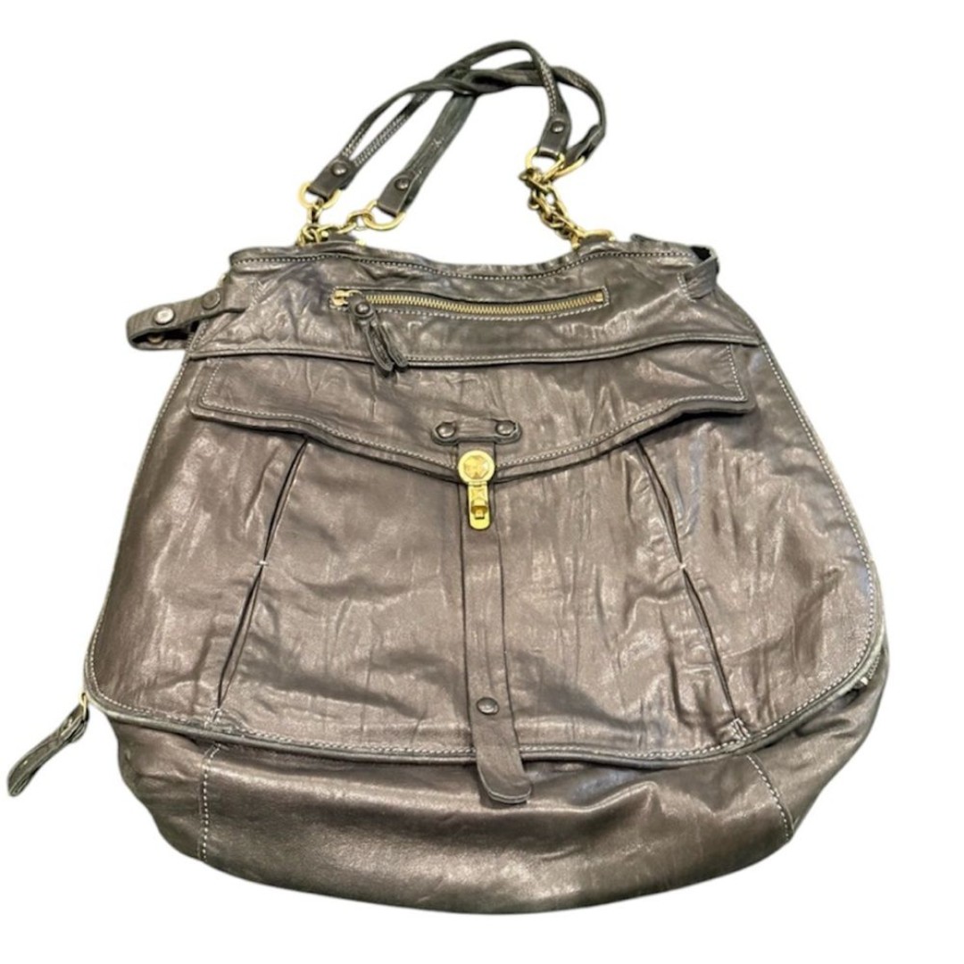 Ellen Tracy vintage large black and gold genuine leather handbag host pick