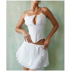HOUSE OF CB Set Orla Corset & Clarice Skirt, White, Medium
