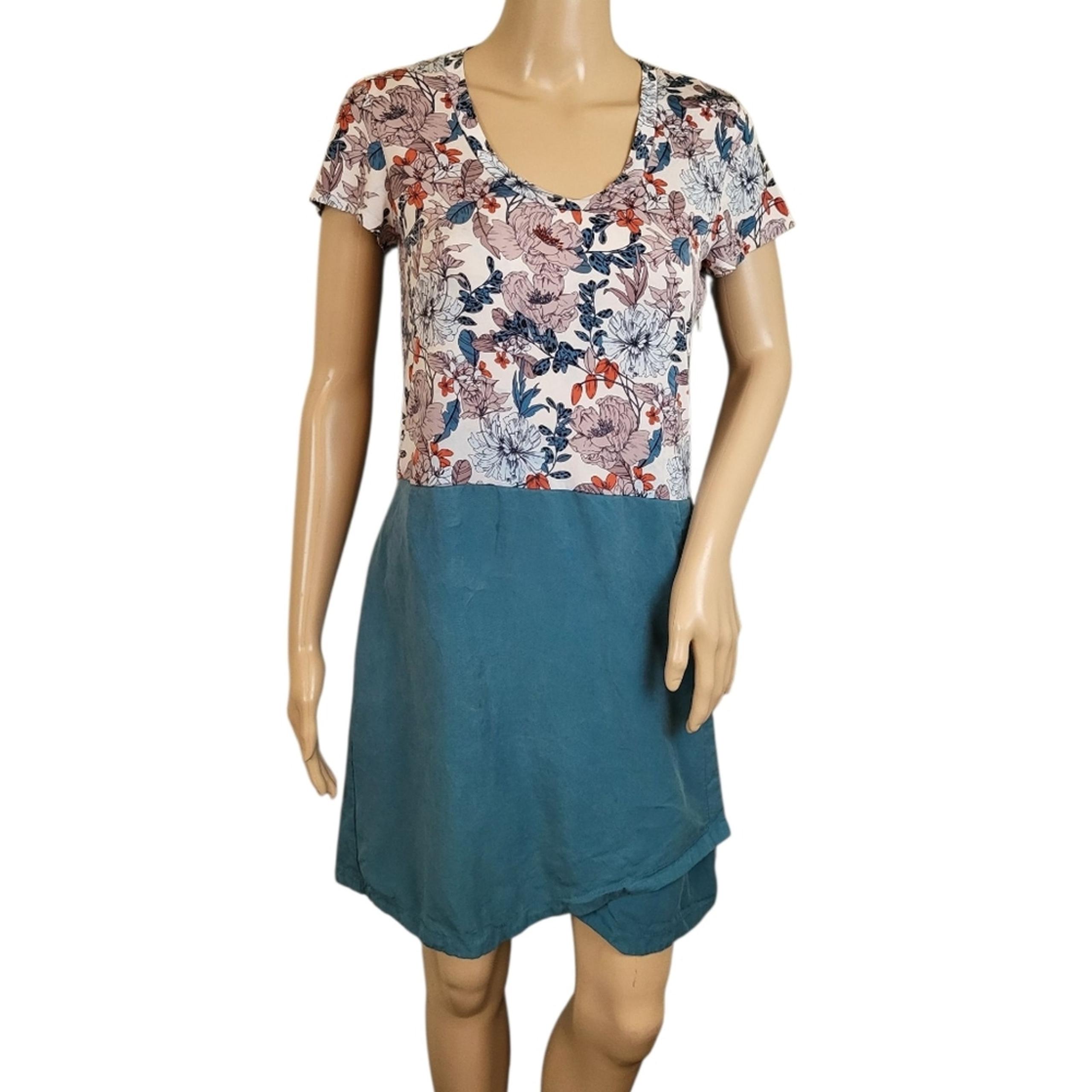 Anthropologie Dolan Fletcher Floral Dress Pink Teal Wrap
