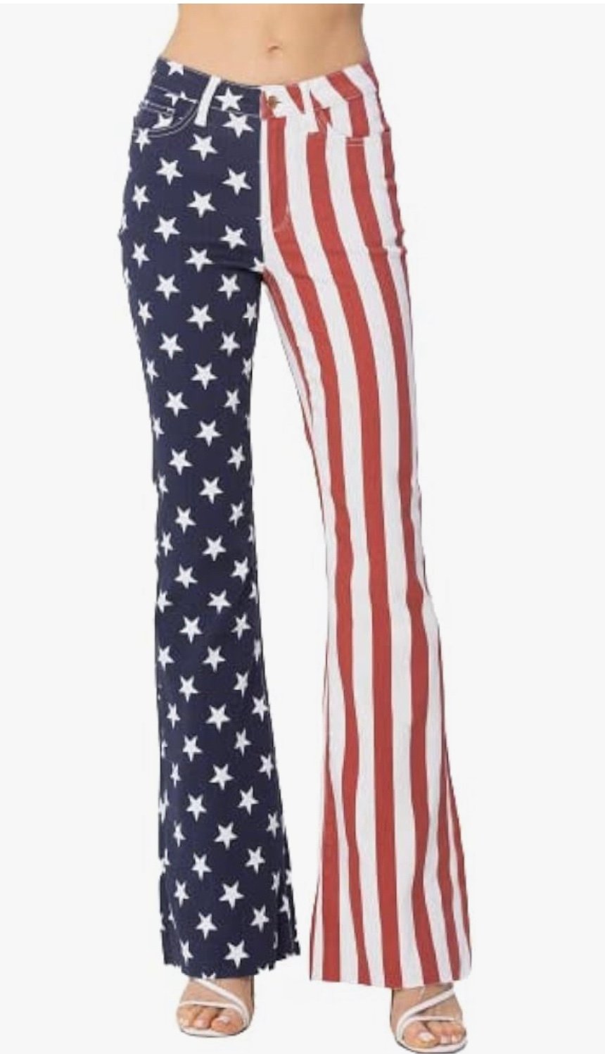 Judy Blue NWT Americana Flag Flare Jeans sz 16W Resort Festival USA 4th of July
