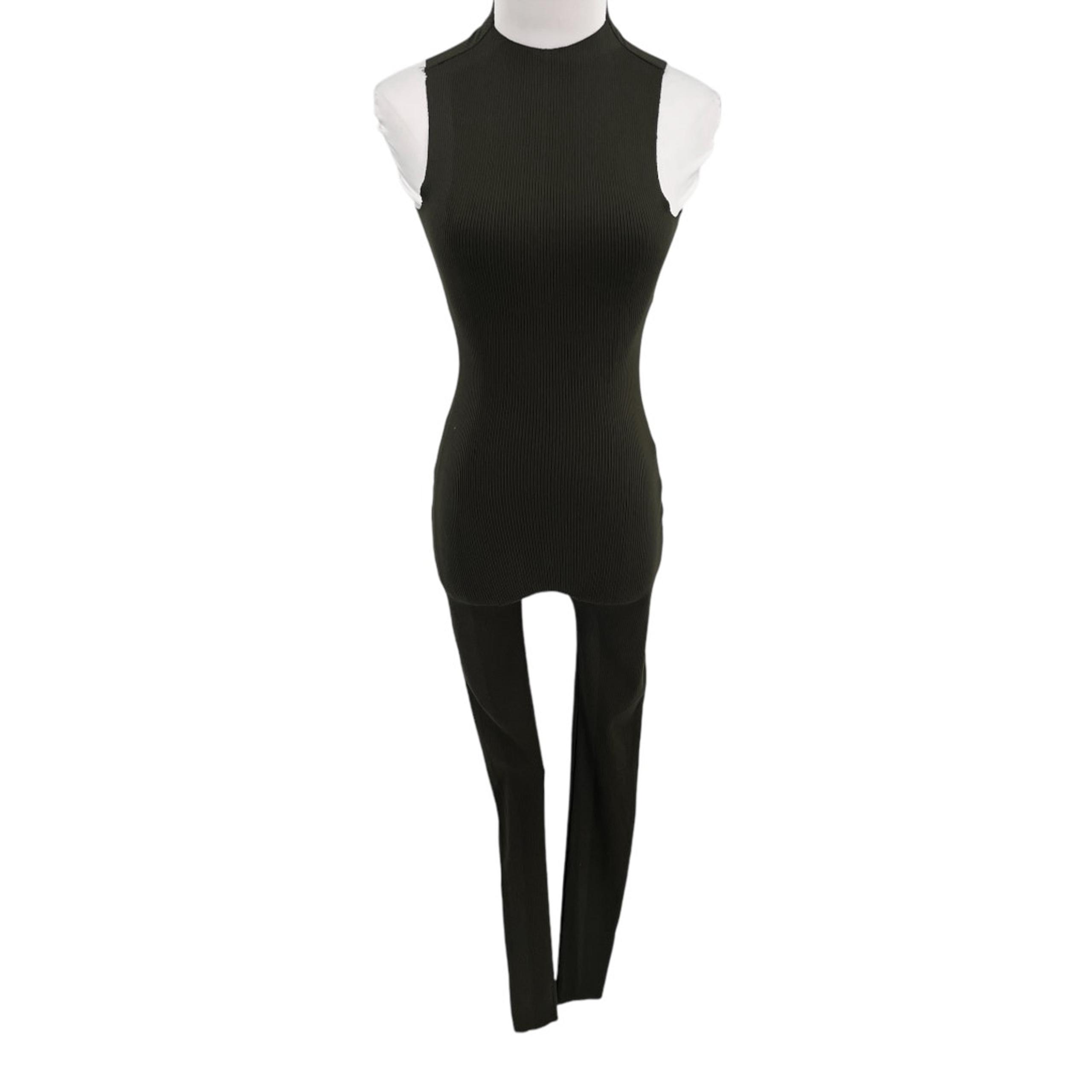 Naked Wardrobe Womens Sleeveless Mockneck Jumpsuit Dark Forest Green Size Small