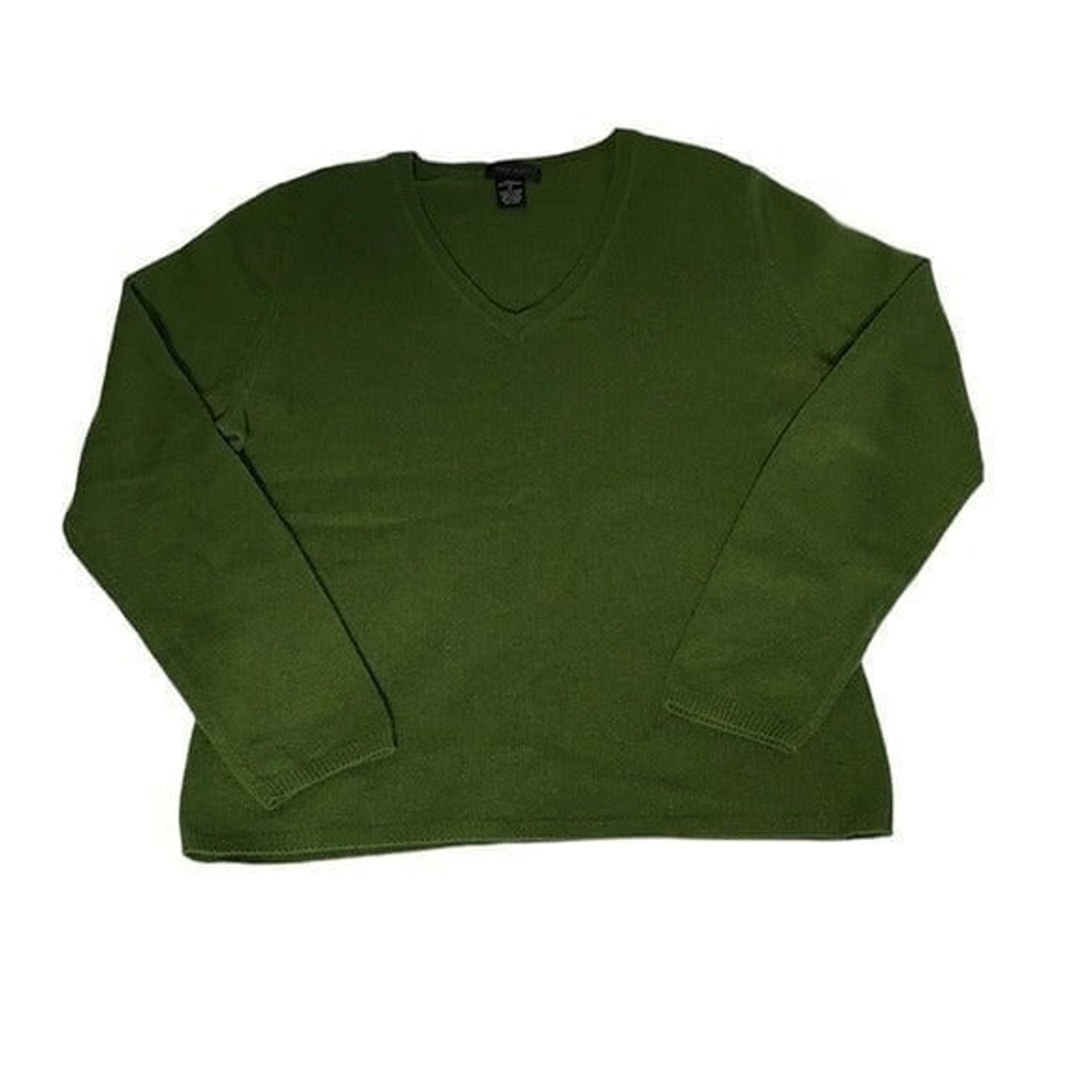 Only Mine Green 2-Ply Cashmere V-Neck Sweater S
