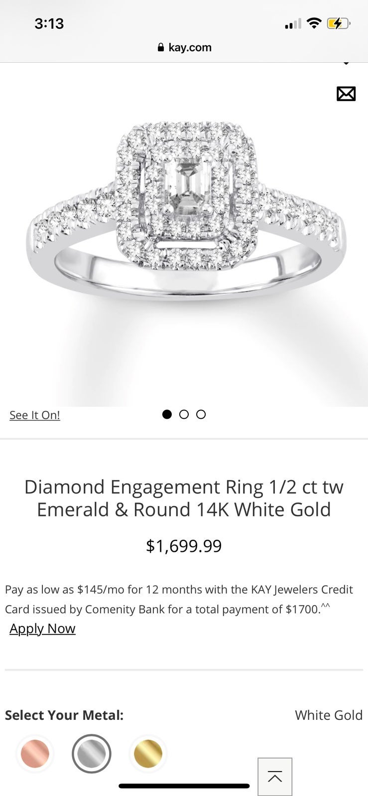 14k white gold engagement ring