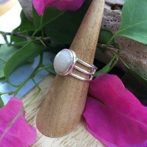 Natural Pink Morganite Sterling Silver Ring Size 7