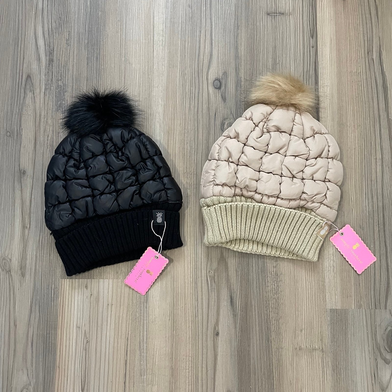 Simply Southern Puffer Pom Pom Beanies Bundle NWT
