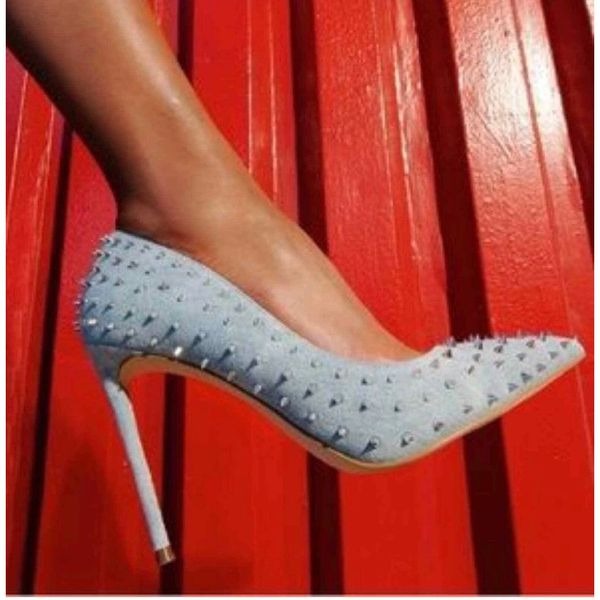 NWOB Steve Madden Daisie Denim Spike Studded Pump Heels 10 M