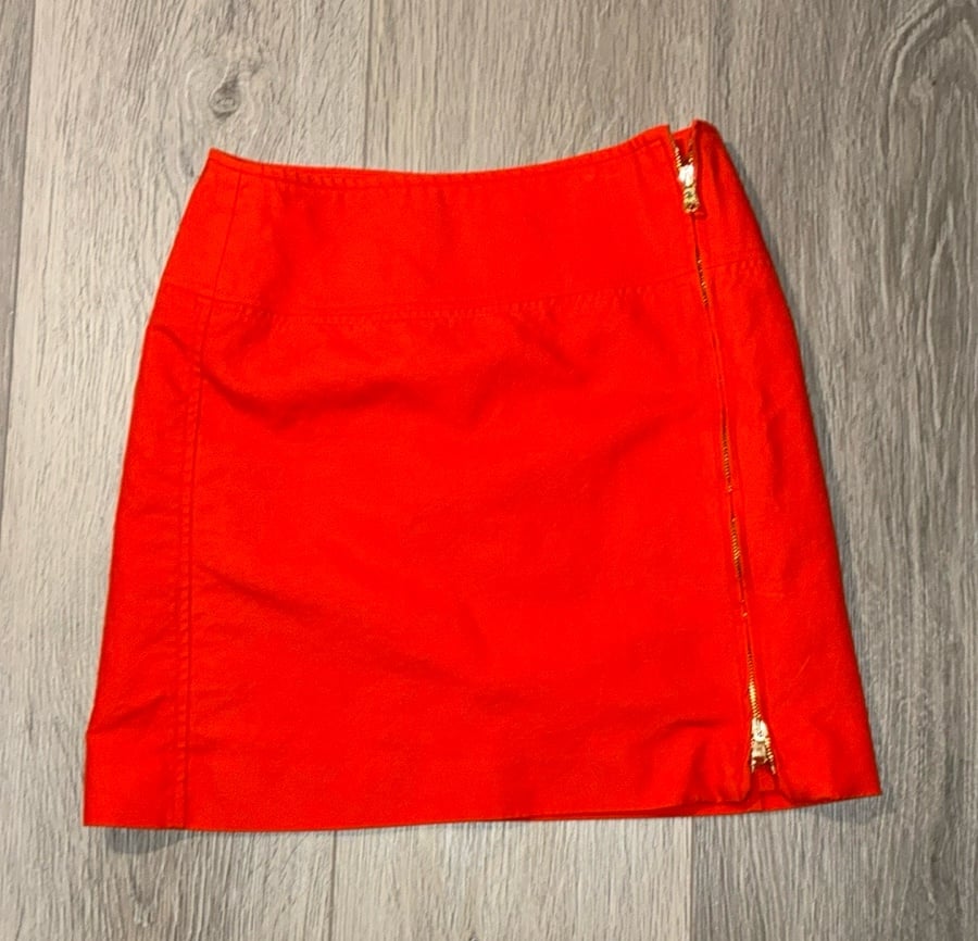Ralph Lauren black label size 4 burnt orange front zip skirt 100% cotton EUC