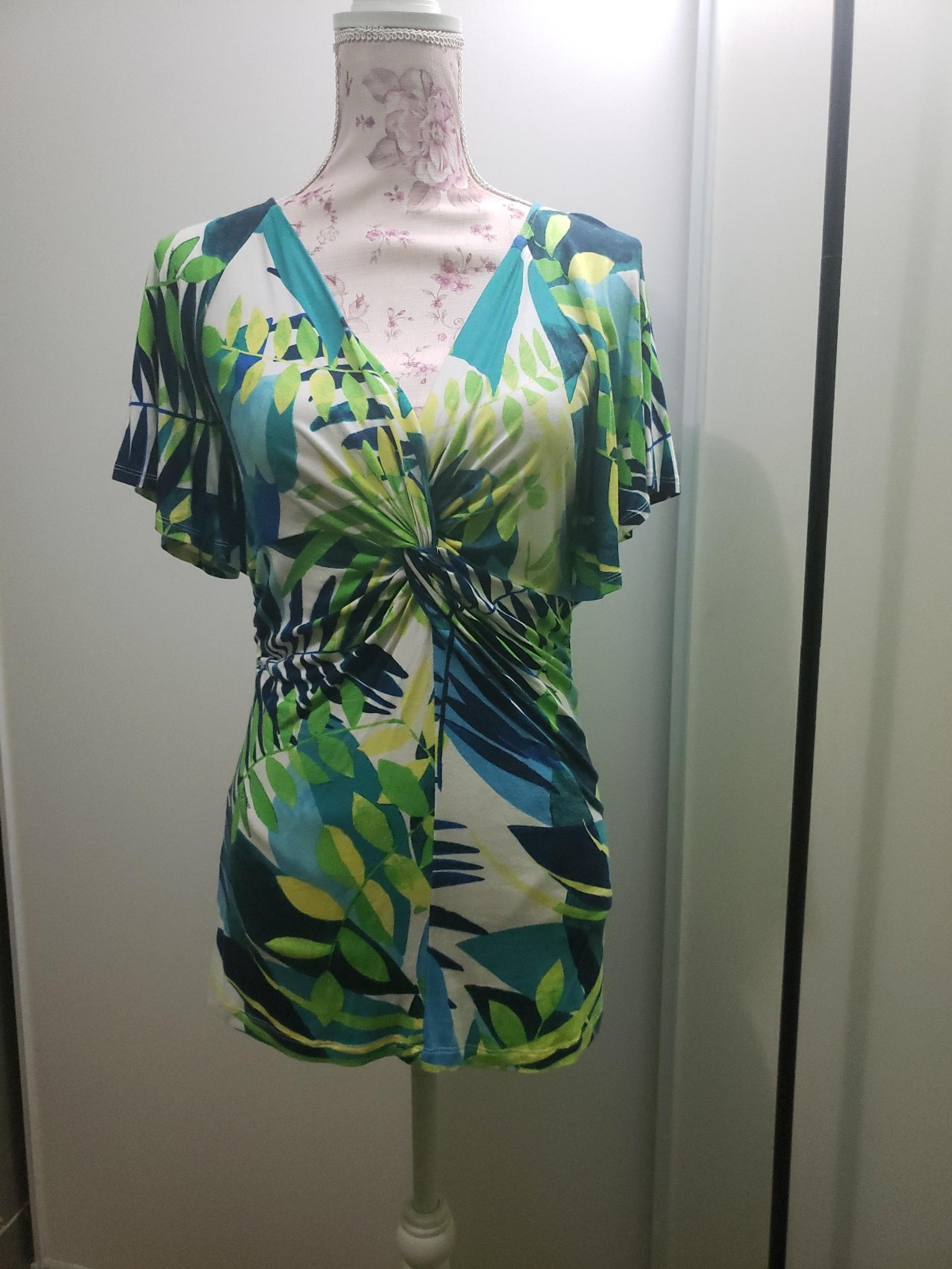 Willi Smith Womens Blouse Size Large Blue/Green