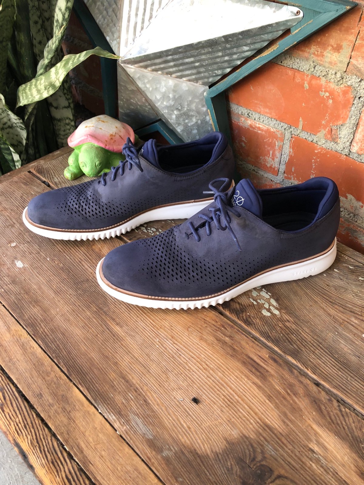 Mens Cole Haan 2.Zerogrand Laser Wing Oxford Marine Blue Size Suede Leather 10 M