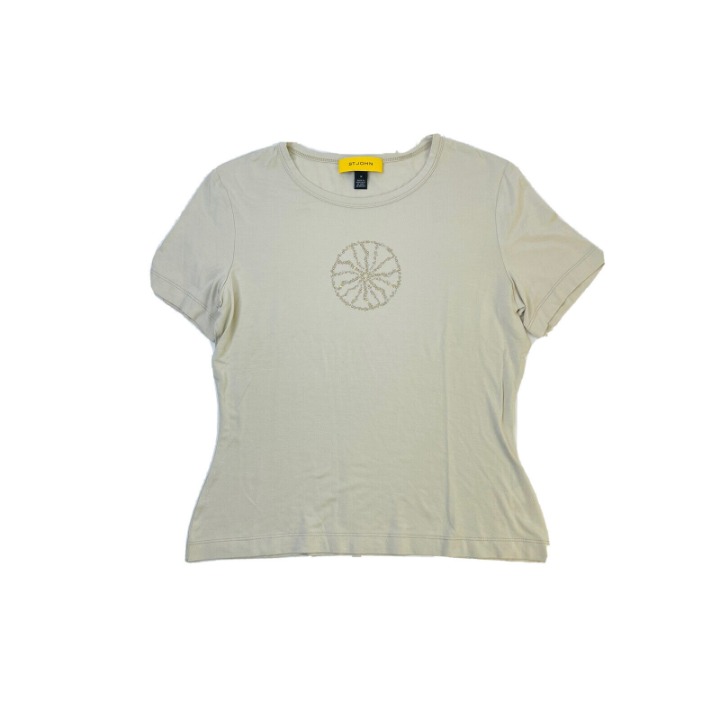St John Embellished Sea Shell Short Sleeve T Shirt Womens Medium