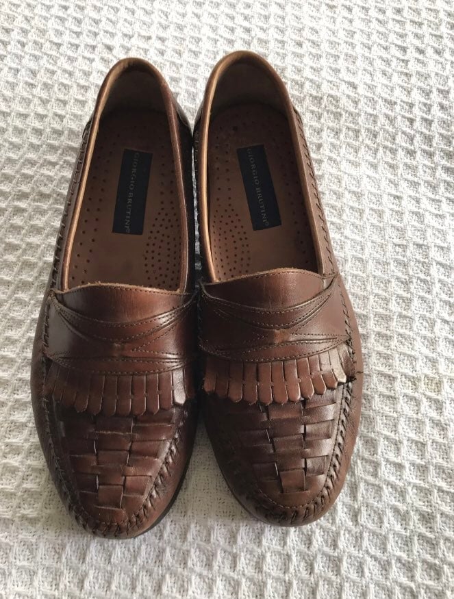 Giorgio Brutini Woven Brown Leather Loafers 8112 Tassel Dress Shoes Mens 9 D