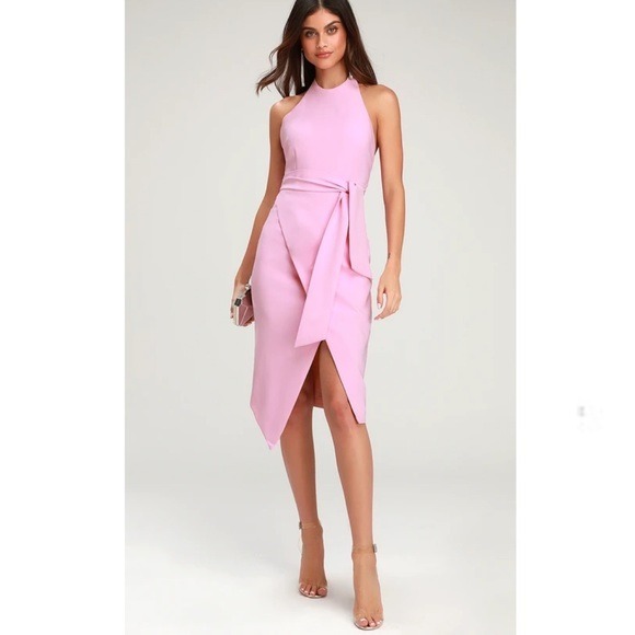 Finders Keepers Mauve Pink Tie Front Essie Halter Dress