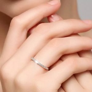 NEW Silver Diamond Eternity Stackable Ring