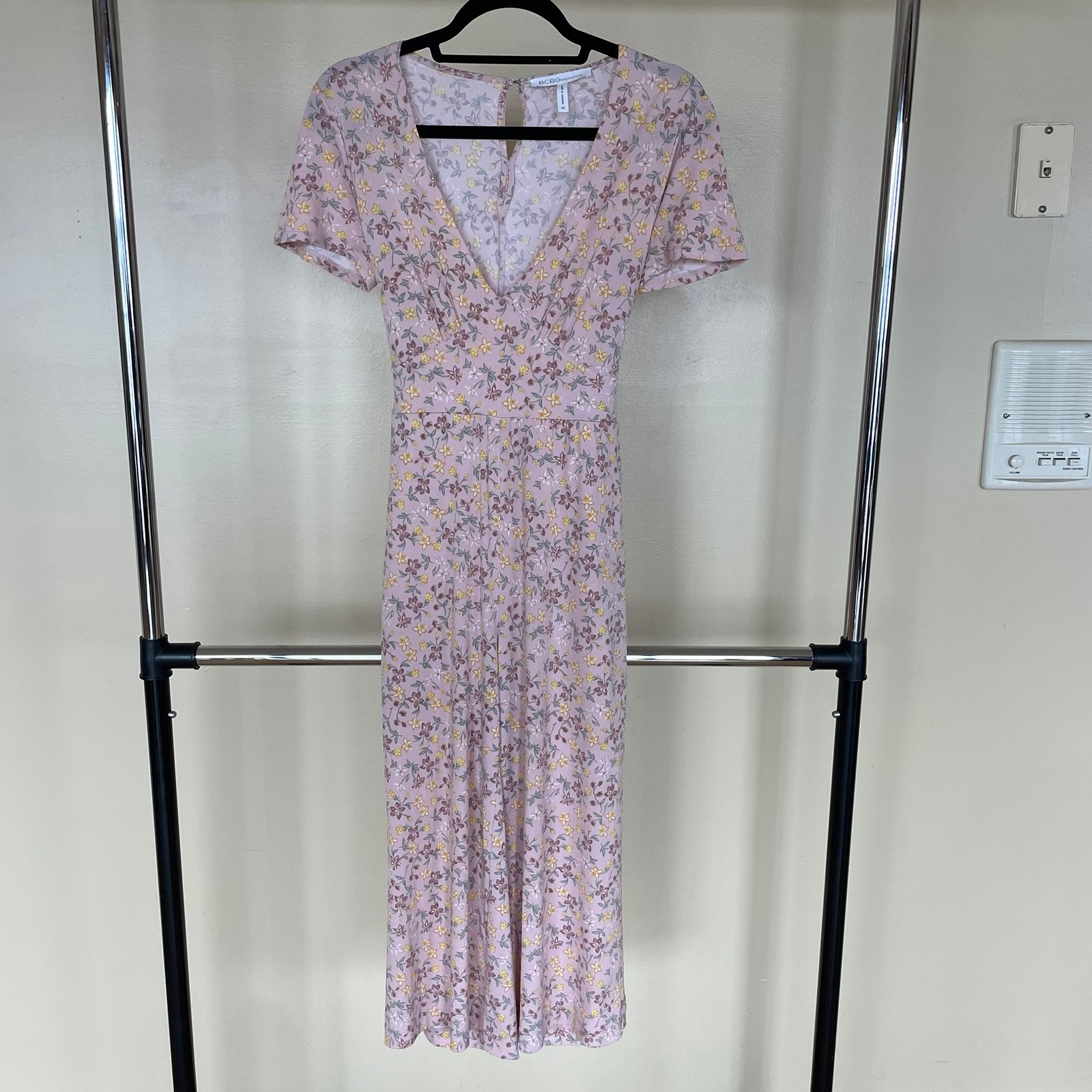 Dress BCBGeneration Floral Cropped Wide Leg Jumpsuit Rose Smoke Countrycore