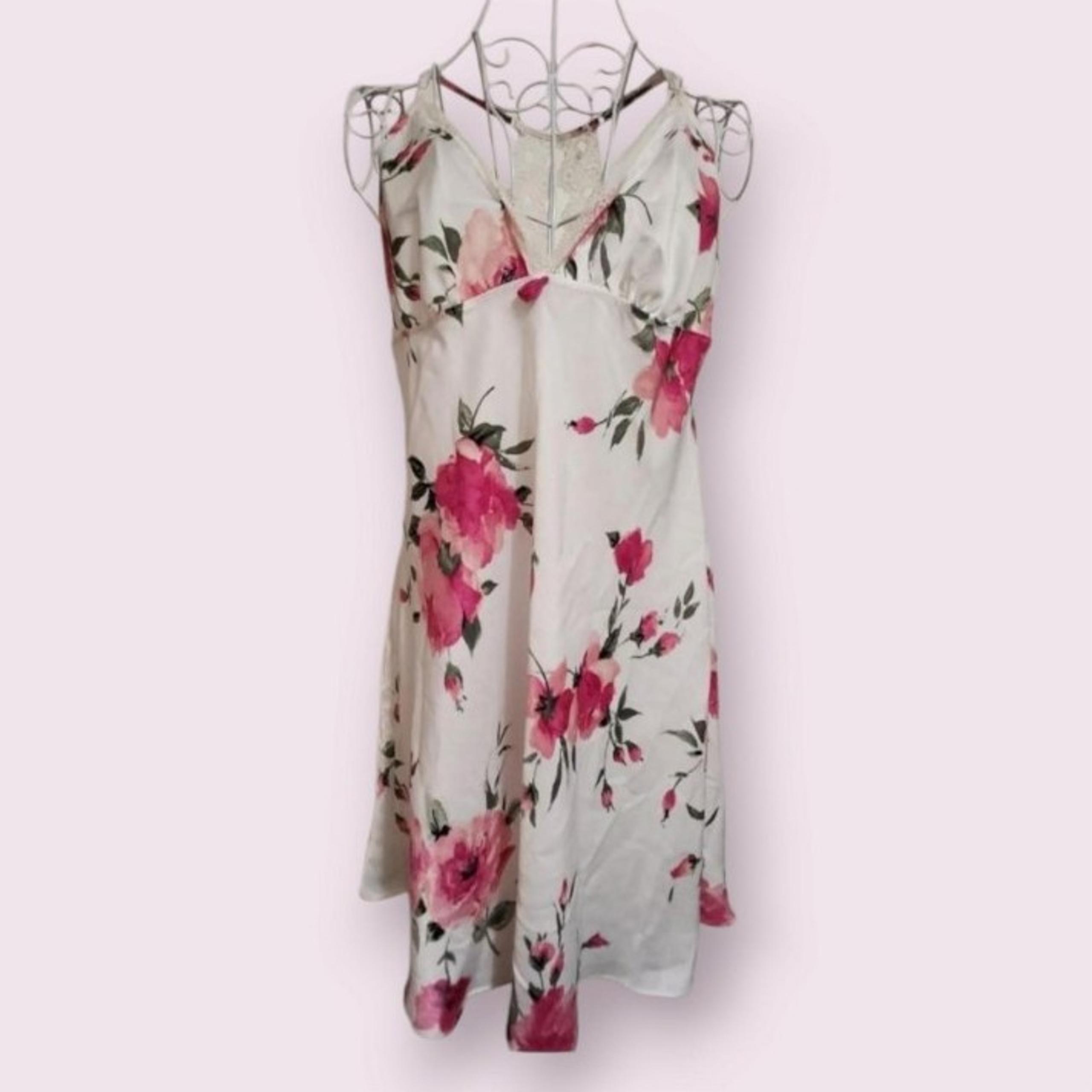 APT. 9 Brand Women's Pink Floral Patterned Satin Nightgown Slip Dress