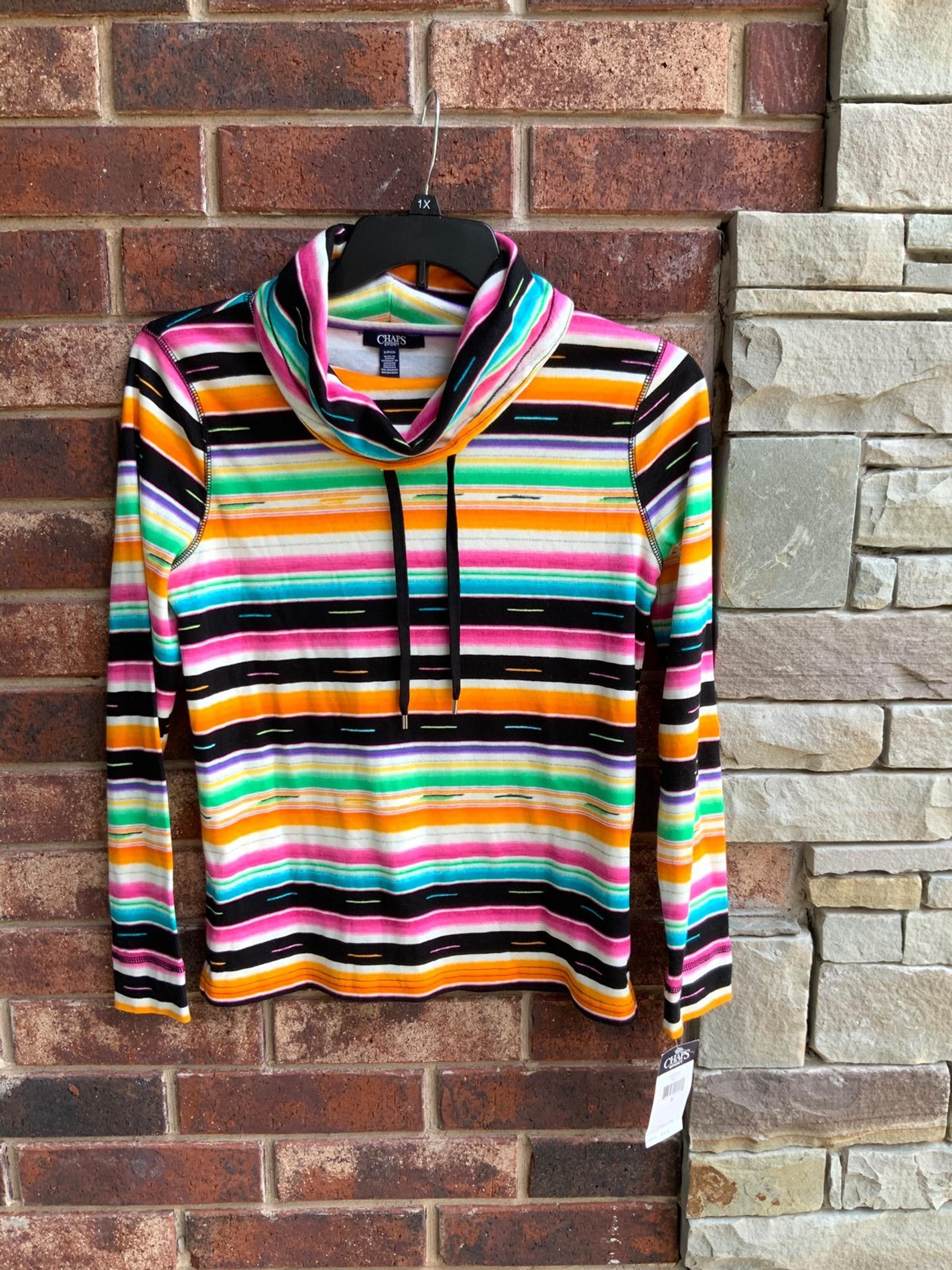 NWT Chaps Multi-Color Striped Top Wm S