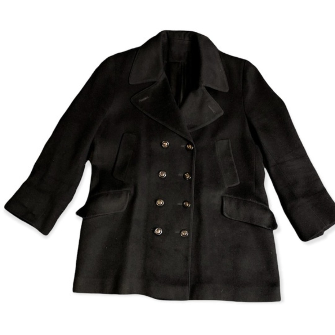 100% Camel Hair women's Union USA made black pea coat size XL