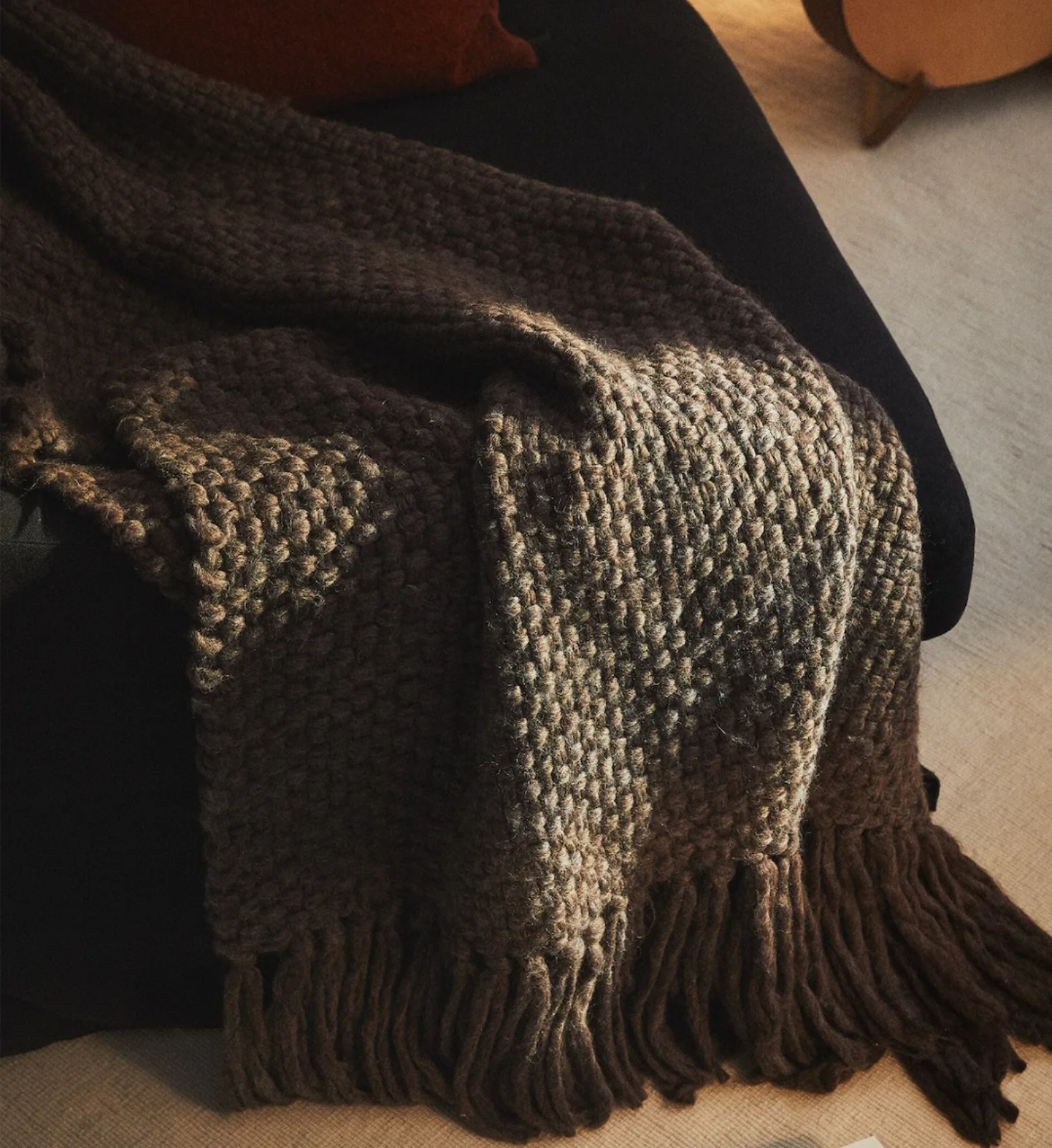 Zara Home Fringed Knit Blanket