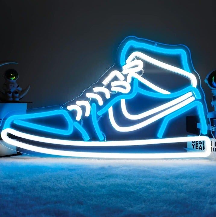NEW Blue White Sneaker Dimmable LED Light Neon Sign ( Basketball Sports Shoe