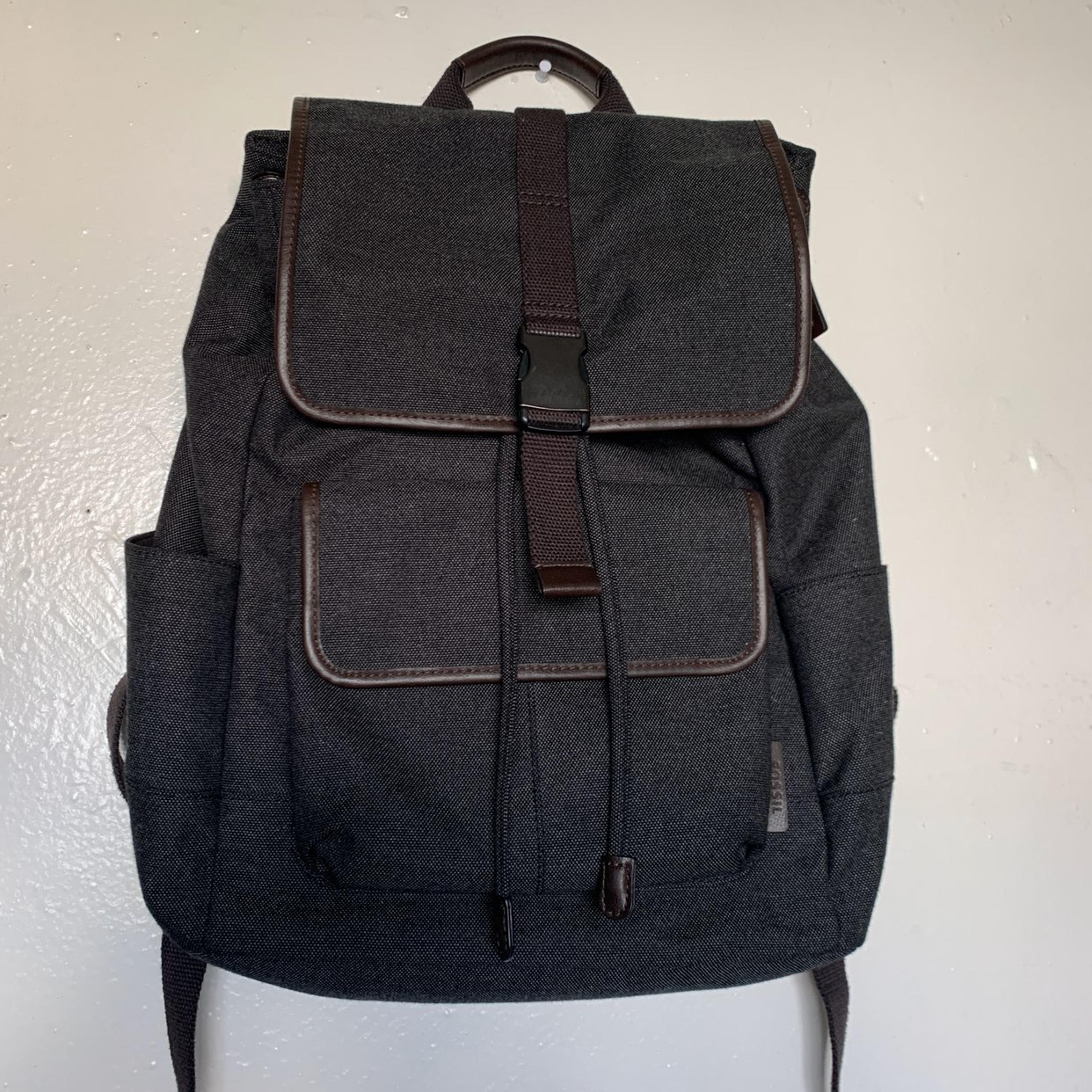 Fossil Grey with Brown Leather Trim Back