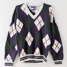 Vintage Tommy Hilfiger Argyle Heavyweight Cotton Knitted Sweater Size XL