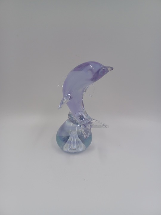 Vintage Neodymium Alexandrite Dolphin Blown Glass Figurine Porpoise Sculpture
