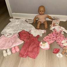 American Girl Pleasant Company Bitty Baby Blond Lashes Doll, Bitty Bear clothes