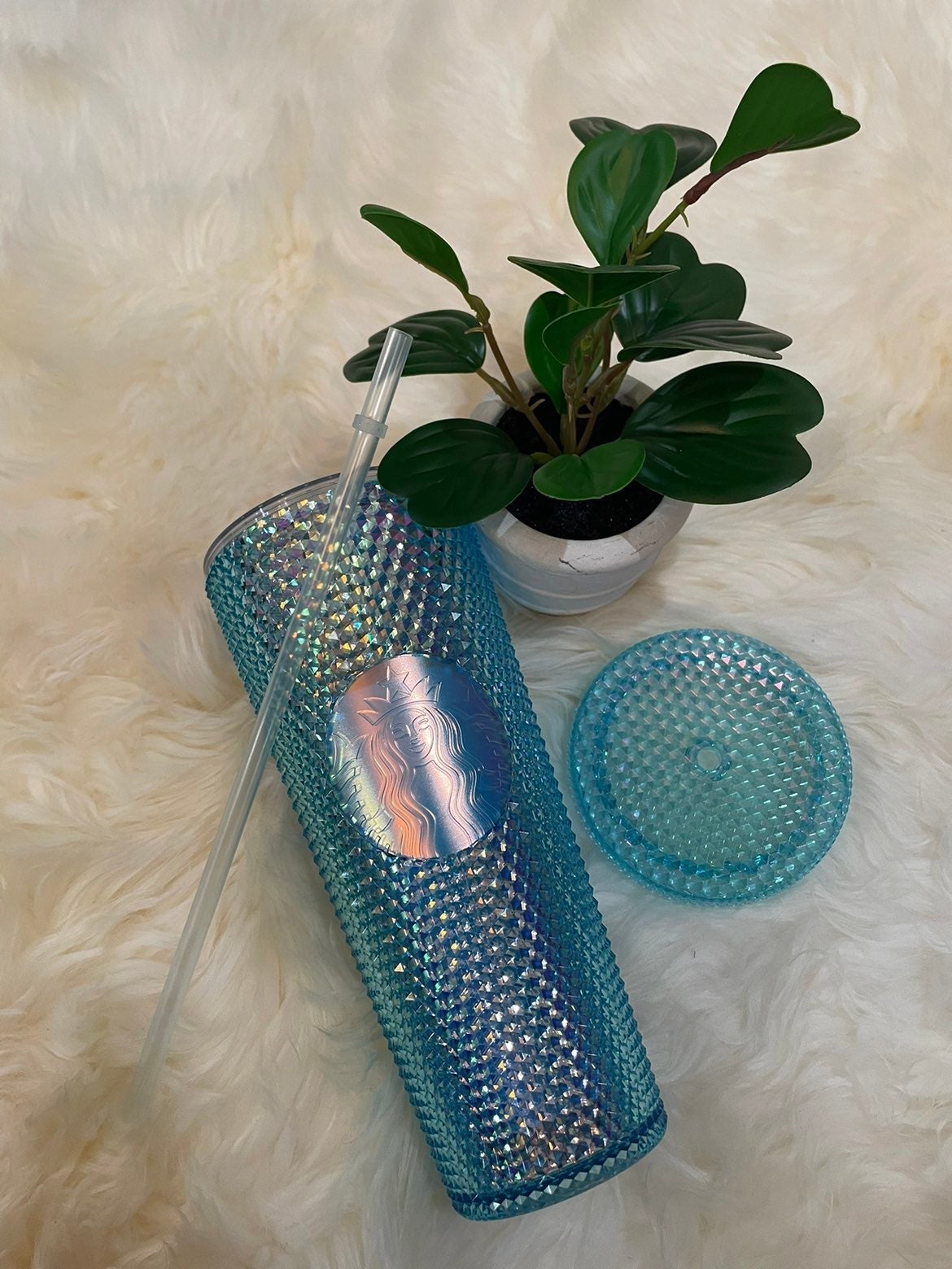 Light Blue Bunny Starbuck Studded Tumbler