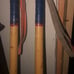 Vintage child’s bamboo and leather ski p