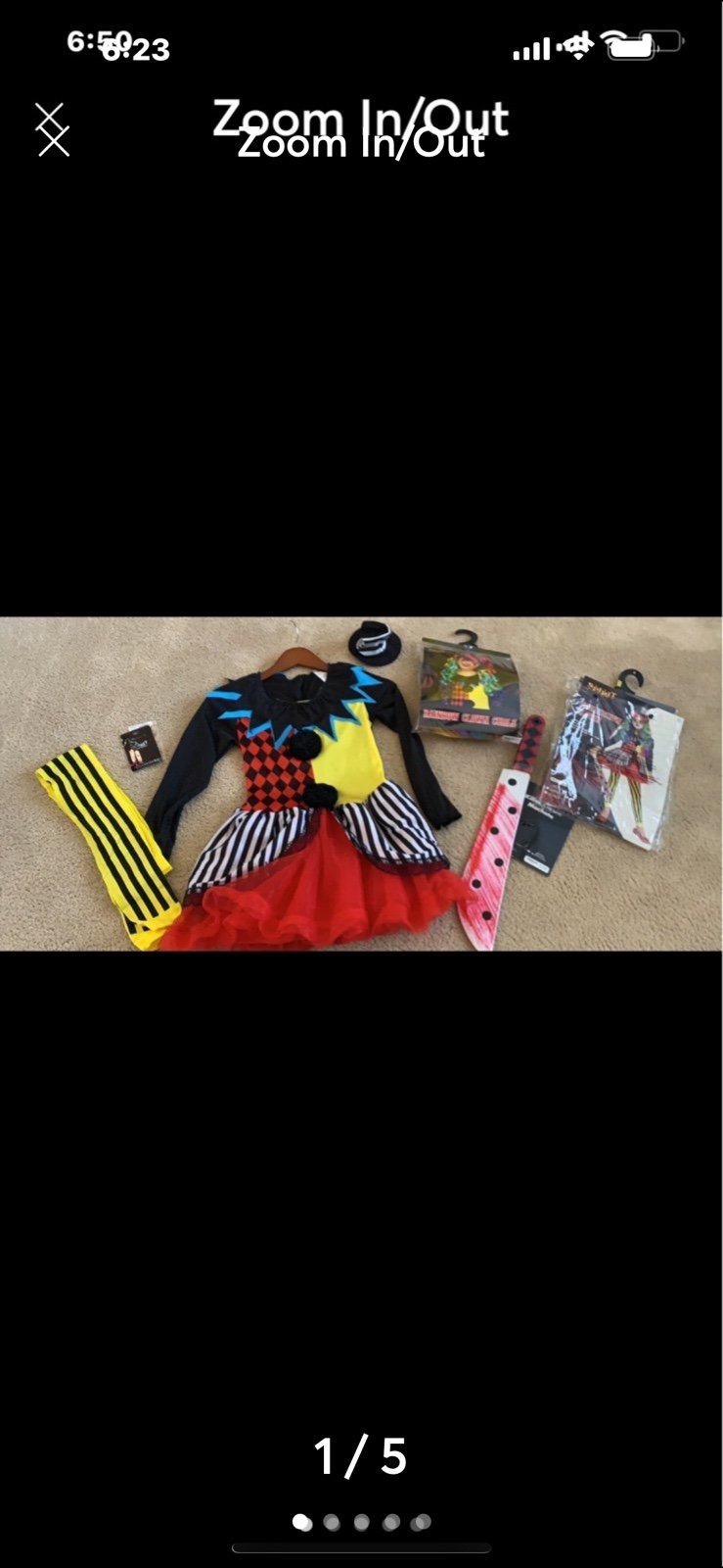 costume freak show clown 8-10 years
