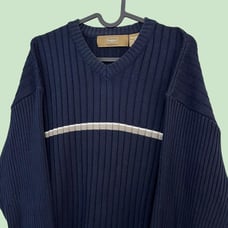 navy blue striped ribbed vintage 90s knit sweater